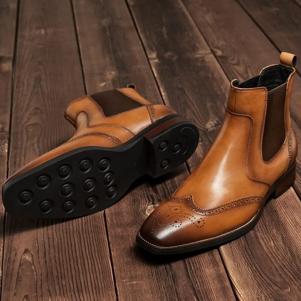 Mens chelsea boots Leather Formal Dress Boots