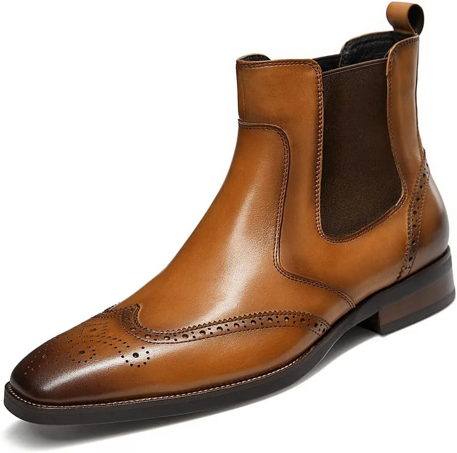 Mens chelsea boots Leather Formal Dress Boots
