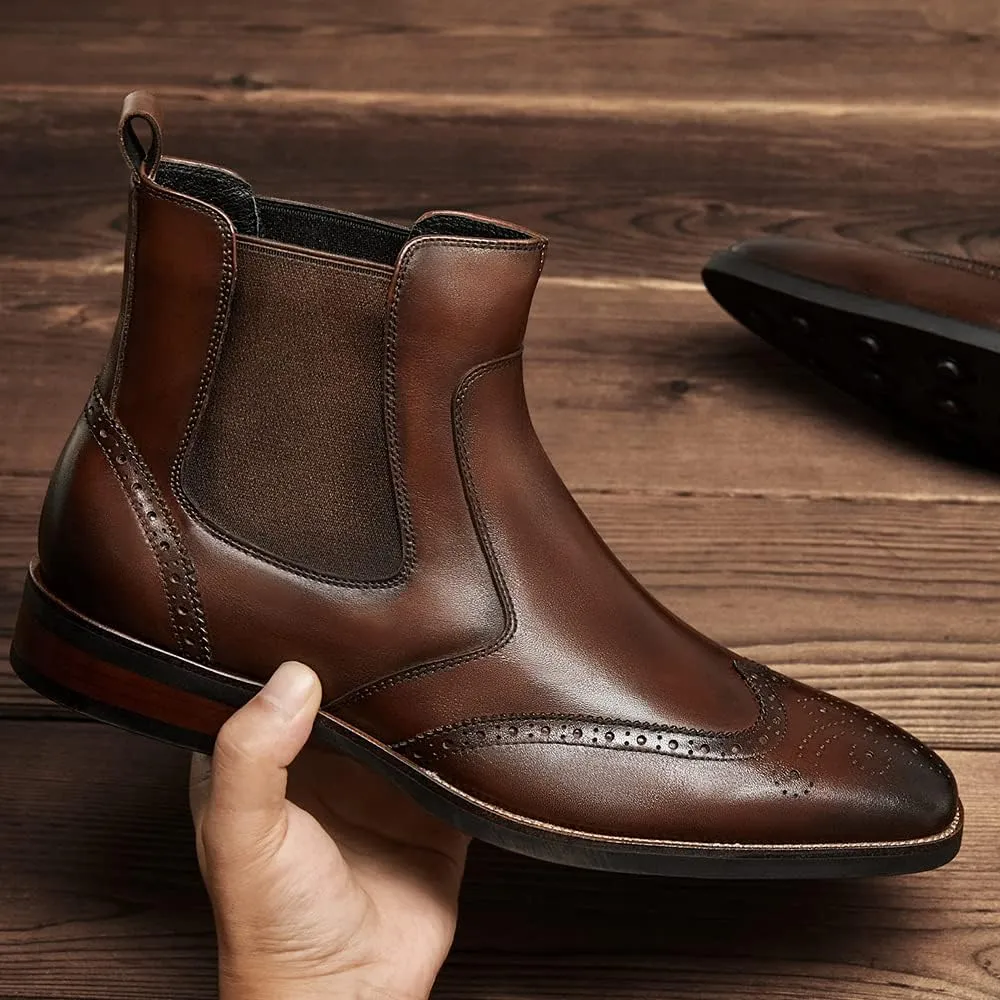 Mens chelsea boots Leather Formal Dress Boots