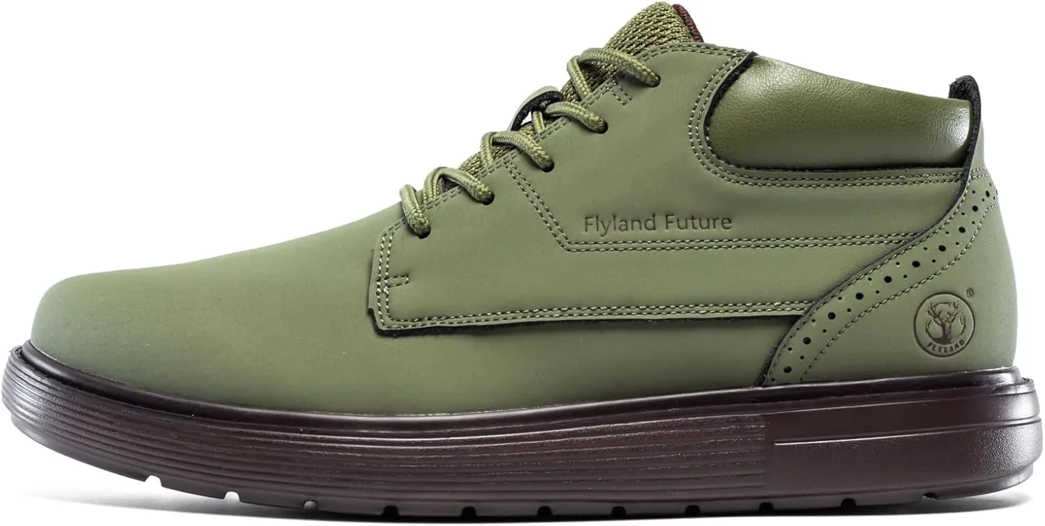 Men's Chukka Boots Casual Fashion Sneakers Lace Up Leather Ankle Boots Slip On Lightweight Walking Driving Shoes