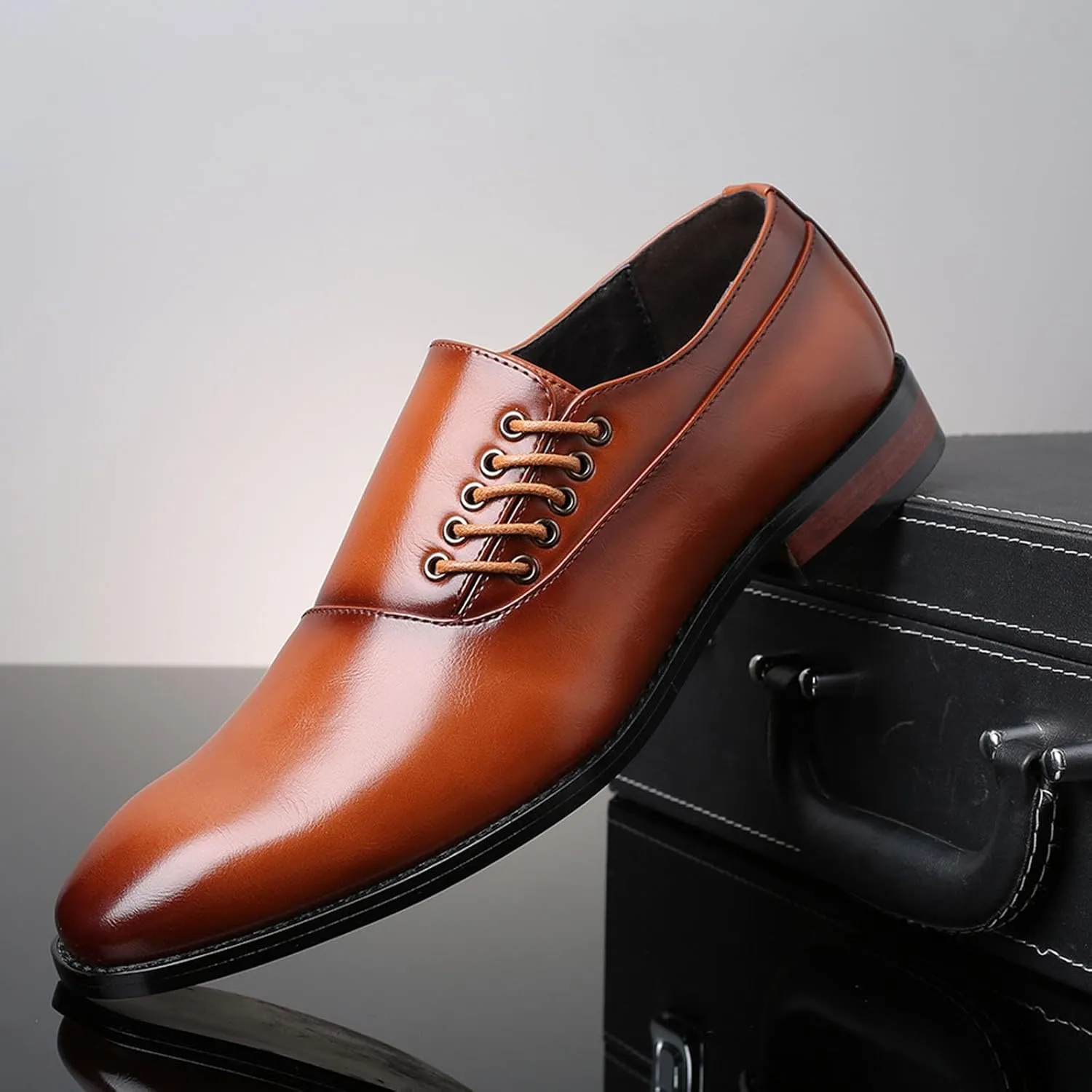 Men's Fashion Casual Side Straps Genuine Leather Loafers Shoes Classic and Comfortable Office Formal Oxford Shoes, Perfect for Business and Casual Wear