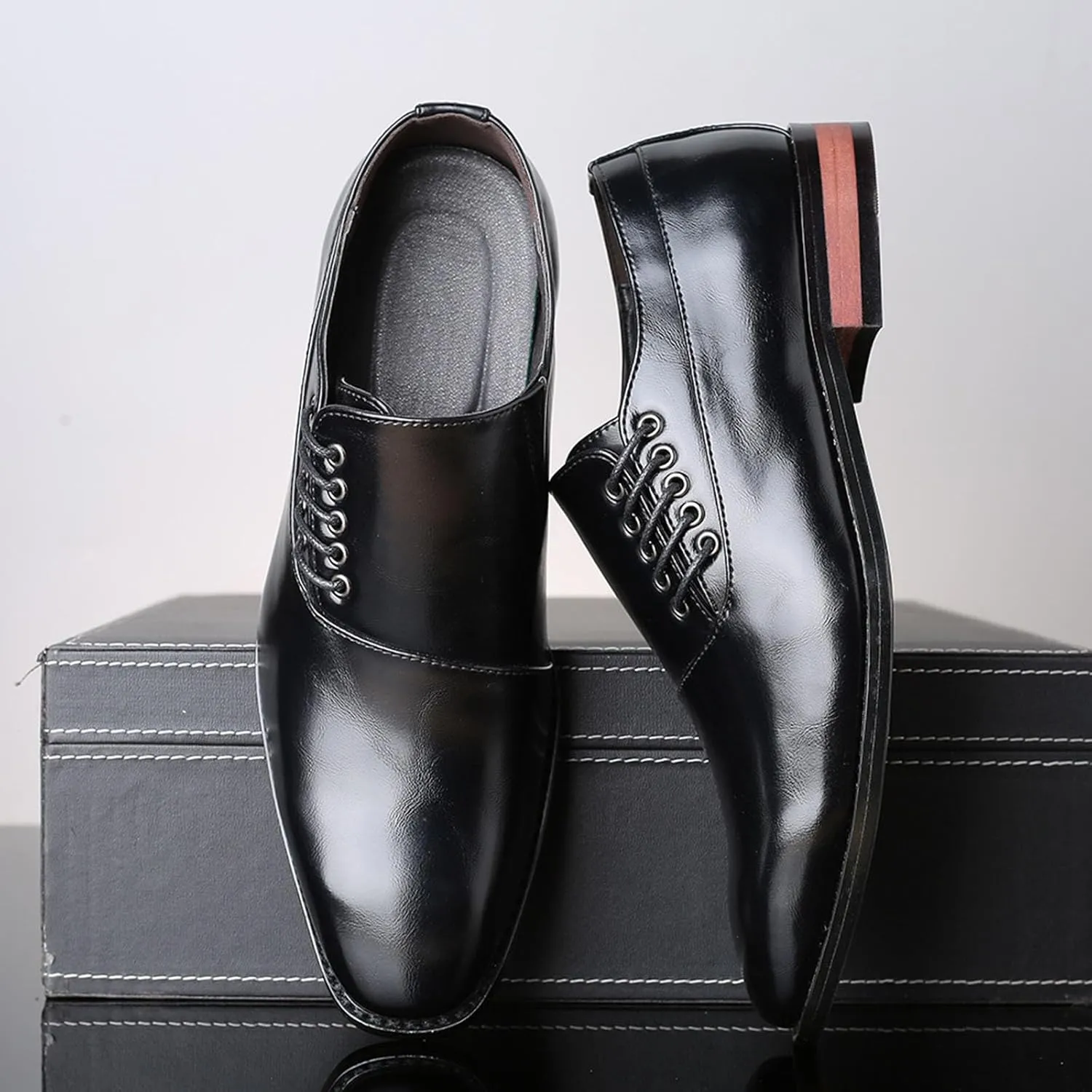 Men's Fashion Casual Side Straps Genuine Leather Loafers Shoes Classic and Comfortable Office Formal Oxford Shoes, Perfect for Business and Casual Wear