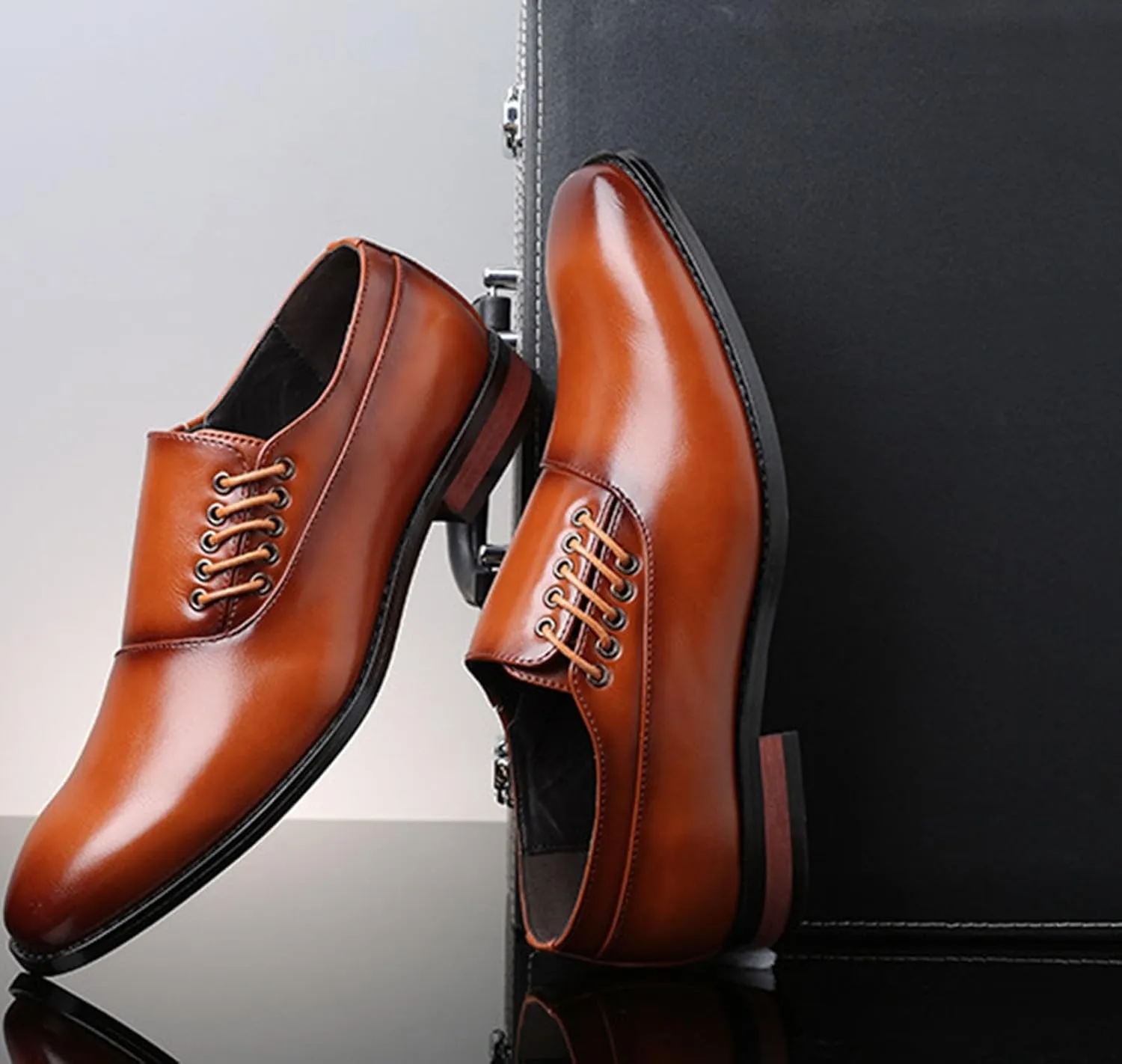 Men's Fashion Casual Side Straps Genuine Leather Loafers Shoes Classic and Comfortable Office Formal Oxford Shoes, Perfect for Business and Casual Wear