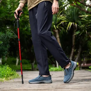 Mens Hands Free Slip in Loafers Walking Slip on Leather Casual Comfortable Hiking Shoes All-Terrain Trekking Hiking Shoes Walking Shoes for Men