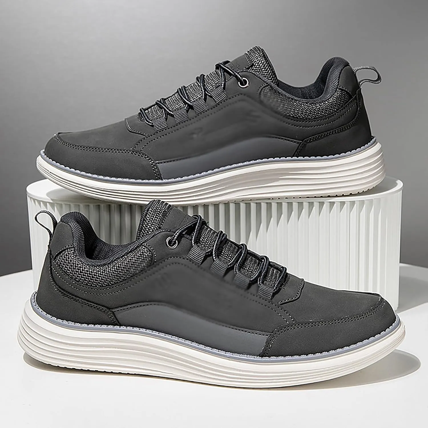 Men's Leather Lace-up Fashion Sneakers,Classic Breathable Comfortable Slip-on Non Slip Business Oxford Dress Shoes