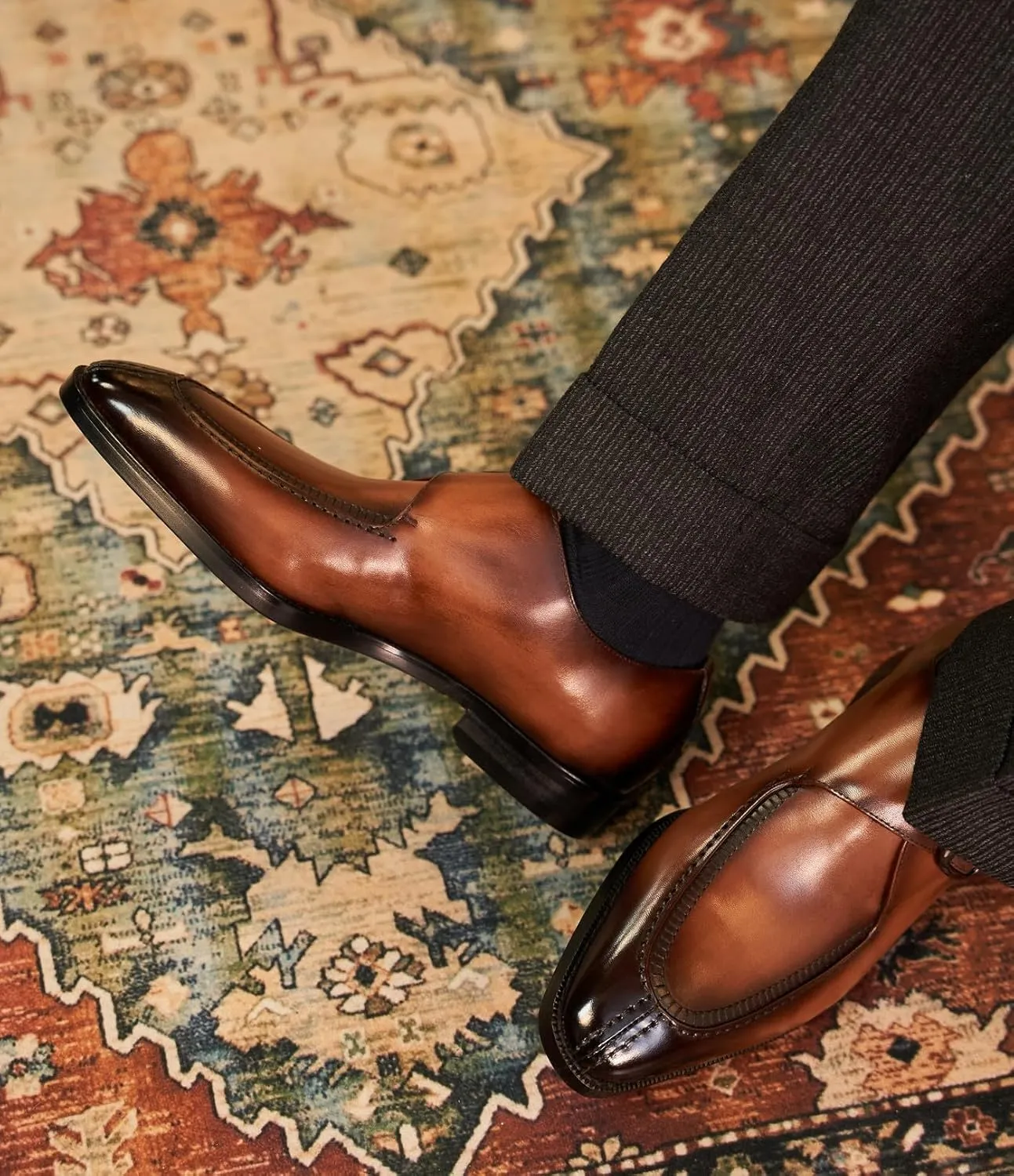 Men's Leather Monk Strap Dress Loafers, Blake Stitched, Buiness Dress Formal Shoes,Tuxedo Shoes for Men