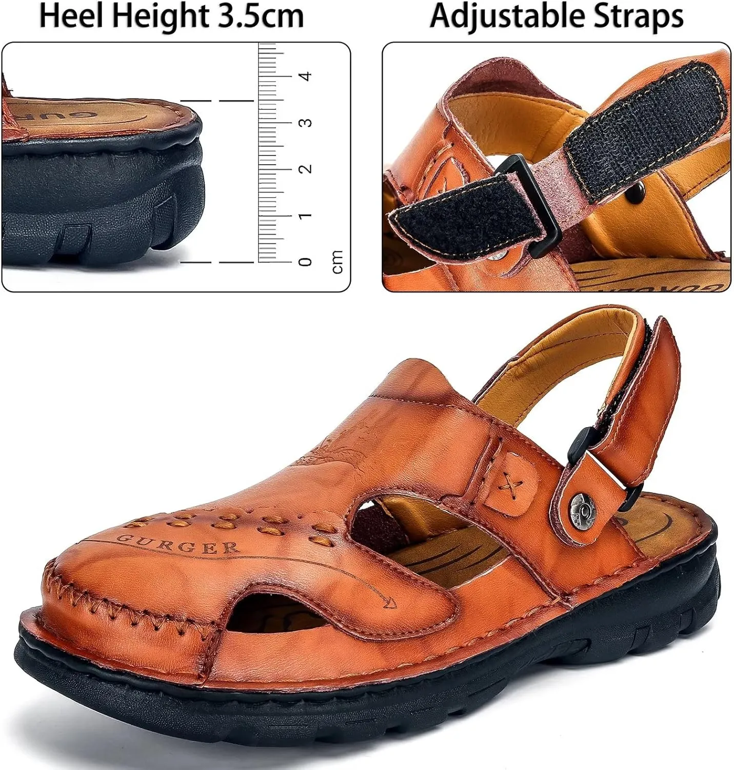 Mens Leather Sandals Waterproof Summer Soft Mules
