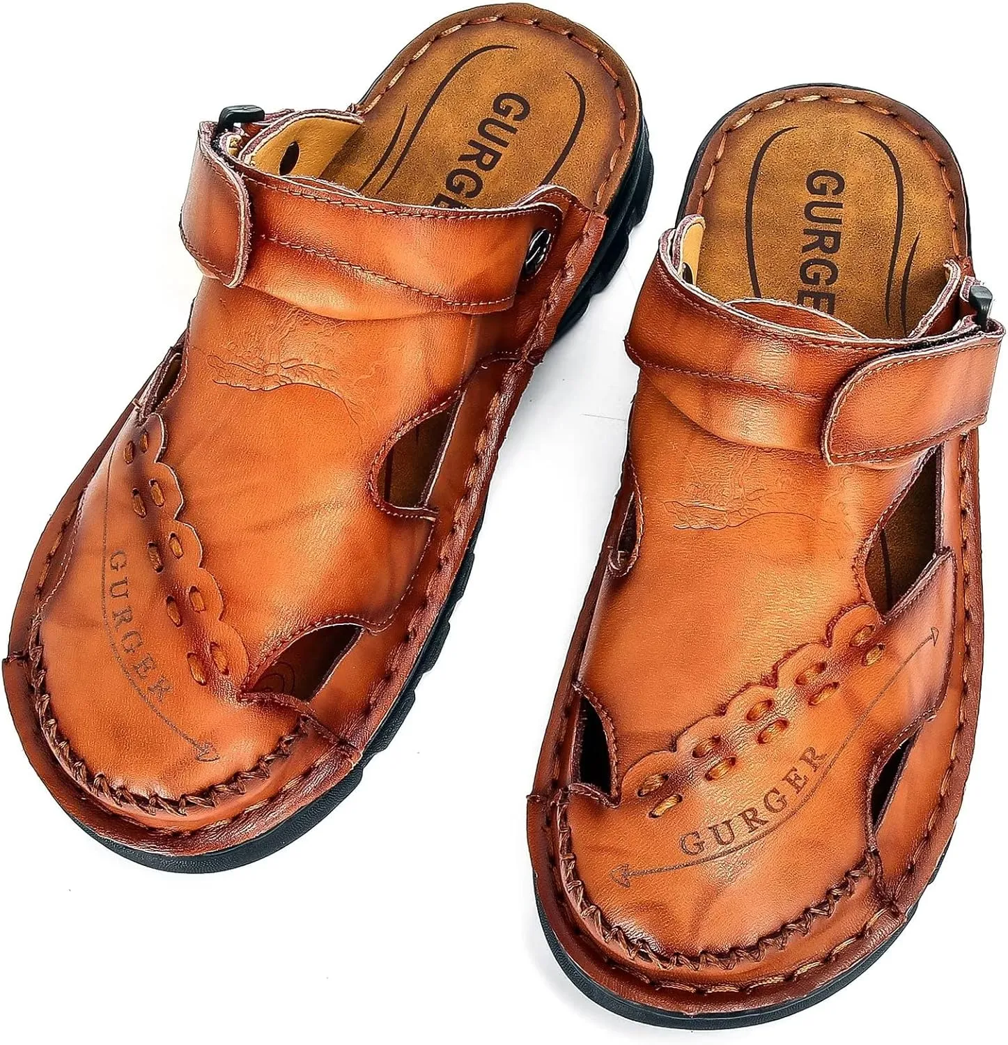 Mens Leather Sandals Waterproof Summer Soft Mules