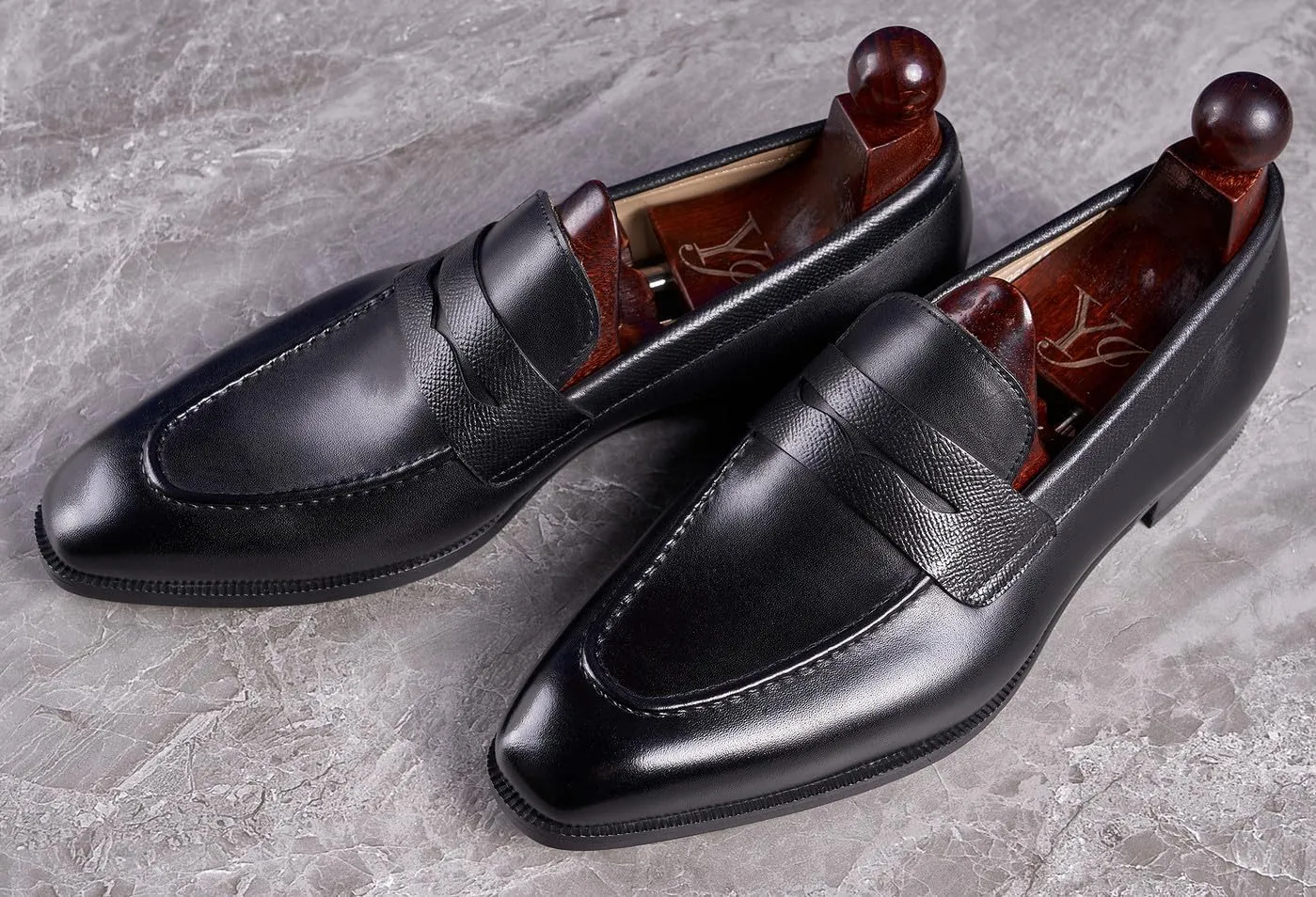 Men's Loafers & Slip-Ons Wedding Dress Genuine Leather Prom Formal Mocasines Business Casual Penny Loafers Comfortable Tuxedo Shoes for Men