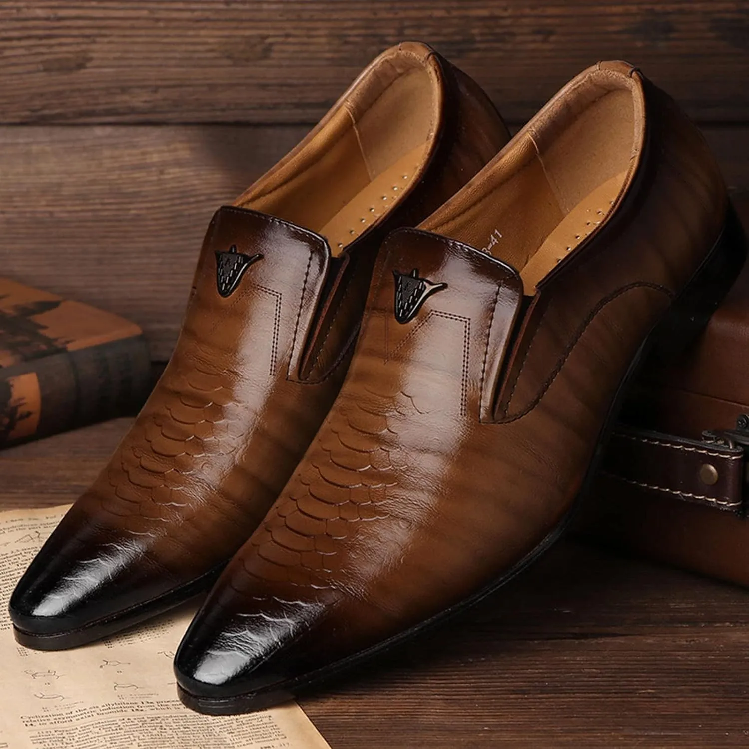 Men's Loafers Leather Wedding Party Dress Shoes Mens Shoes Classic Business Leather Mens Black Business Casual Shoes