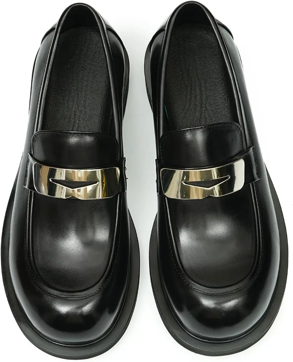 Mens Loafers Slip On Formal Dress Penny Loafers Fashion Genunie Leather Square Toe Prom Micasines Tuxedo Wedding Dress Business Causal Lightweight Suit Shoes for Men