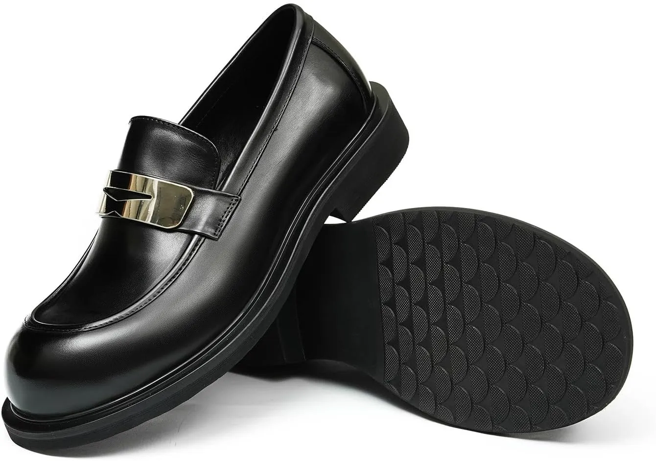 Mens Loafers Slip On Formal Dress Penny Loafers Fashion Genunie Leather Square Toe Prom Micasines Tuxedo Wedding Dress Business Causal Lightweight Suit Shoes for Men