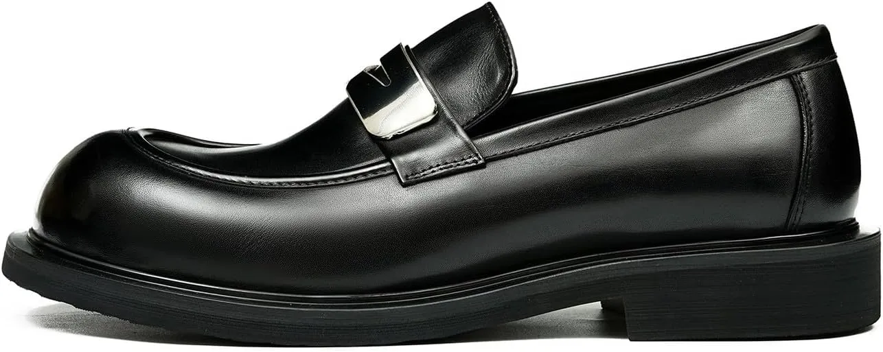 Mens Loafers Slip On Formal Dress Penny Loafers Fashion Genunie Leather Square Toe Prom Micasines Tuxedo Wedding Dress Business Causal Lightweight Suit Shoes for Men
