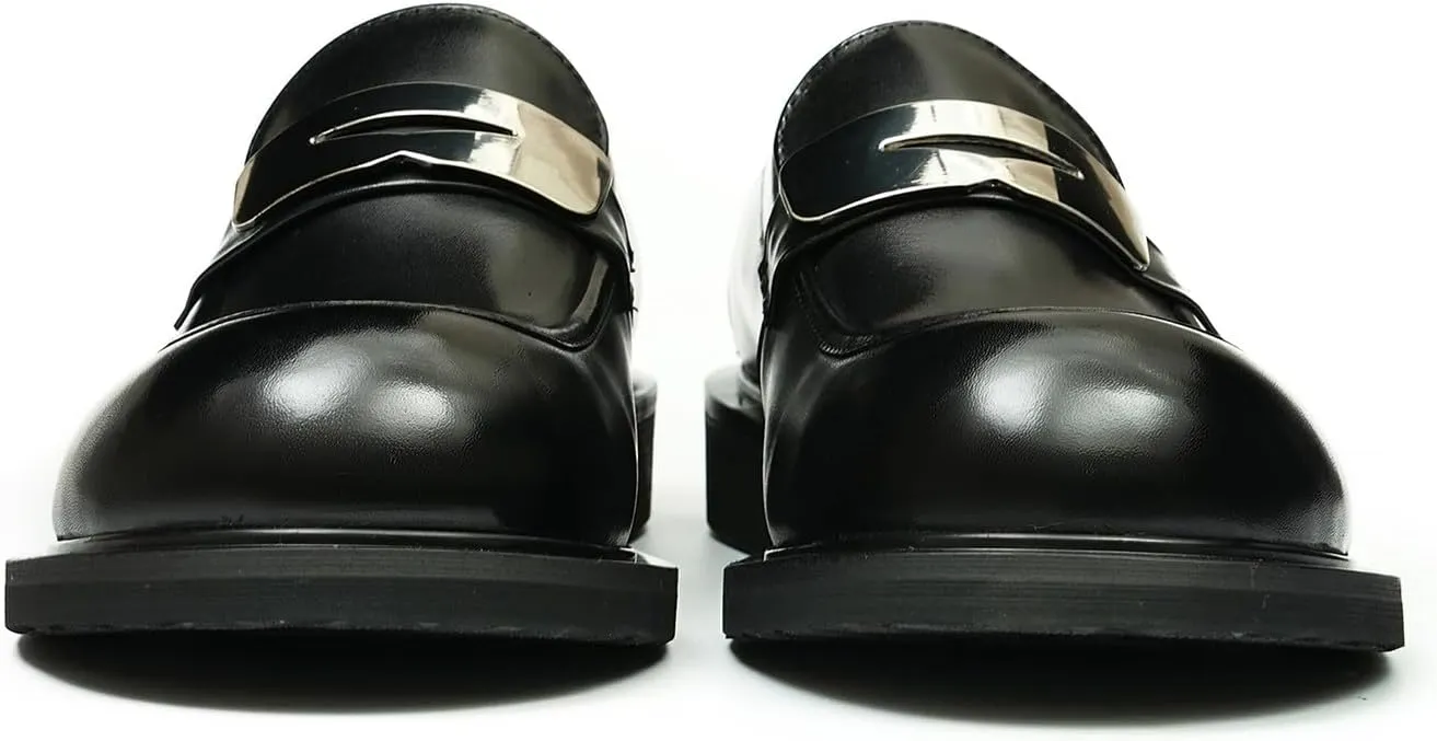 Mens Loafers Slip On Formal Dress Penny Loafers Fashion Genunie Leather Square Toe Prom Micasines Tuxedo Wedding Dress Business Causal Lightweight Suit Shoes for Men