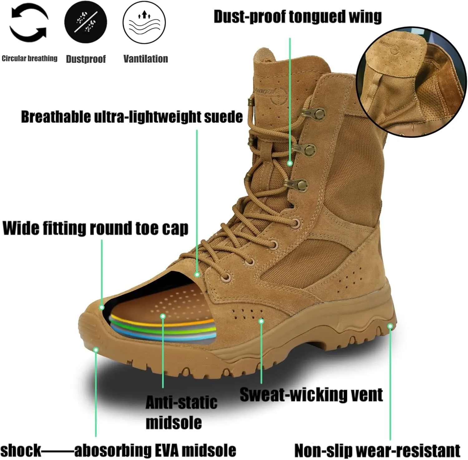 Men's Military Boots Lightweight Army Combat Tactical Military Boots For Men Hunting Jungle Hiking Work Boots