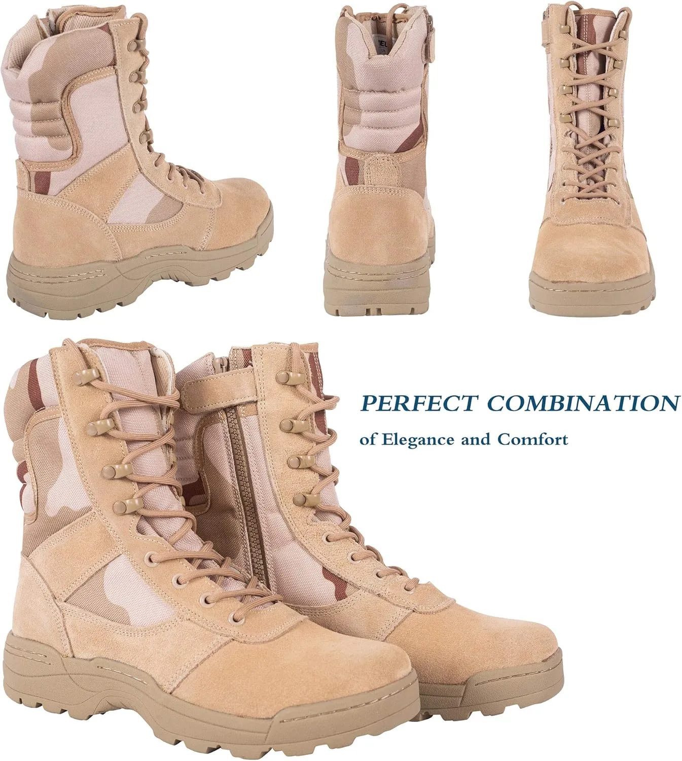 Men's Military Tactical Work Boots Side Zipper Jungle Army Combat Boots