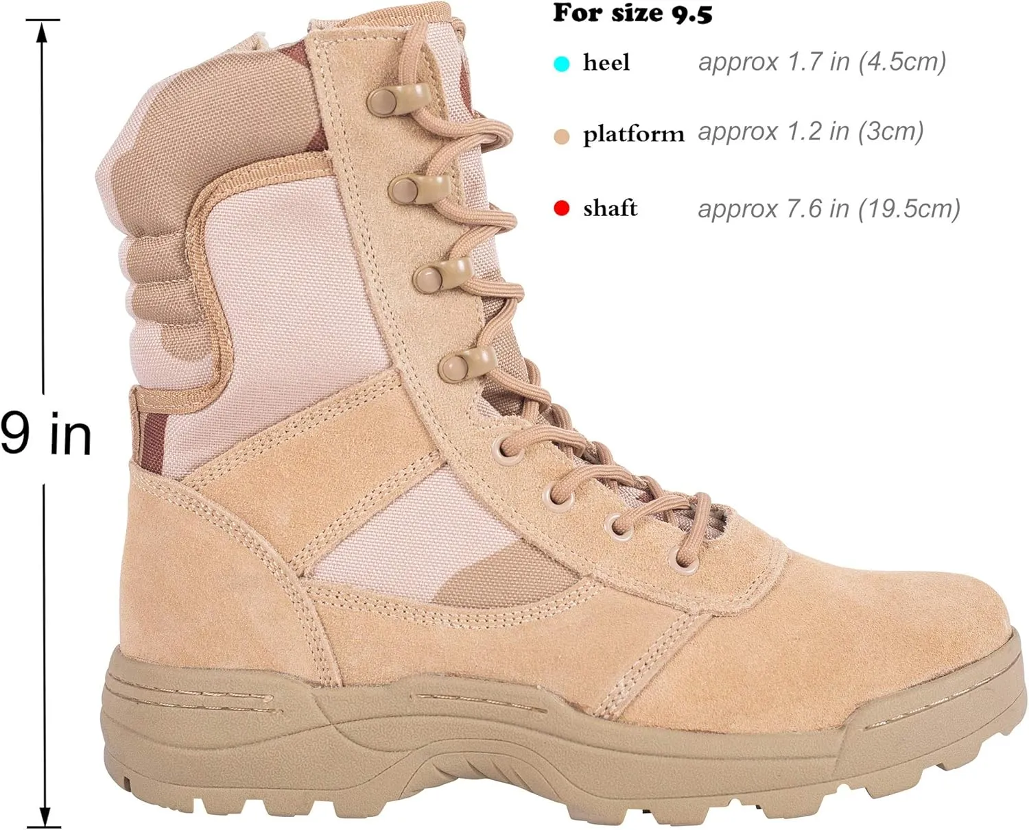 Men's Military Tactical Work Boots Side Zipper Jungle Army Combat Boots
