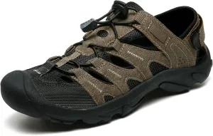 Men's Outdoor Hiking Sandals, High-Performance Sport Closed Toe Adventurous Sandals Anti-Slip Athletic Trail Walking Sandals for Travel Water Beach Boat Fishing Adventure Mountaineering