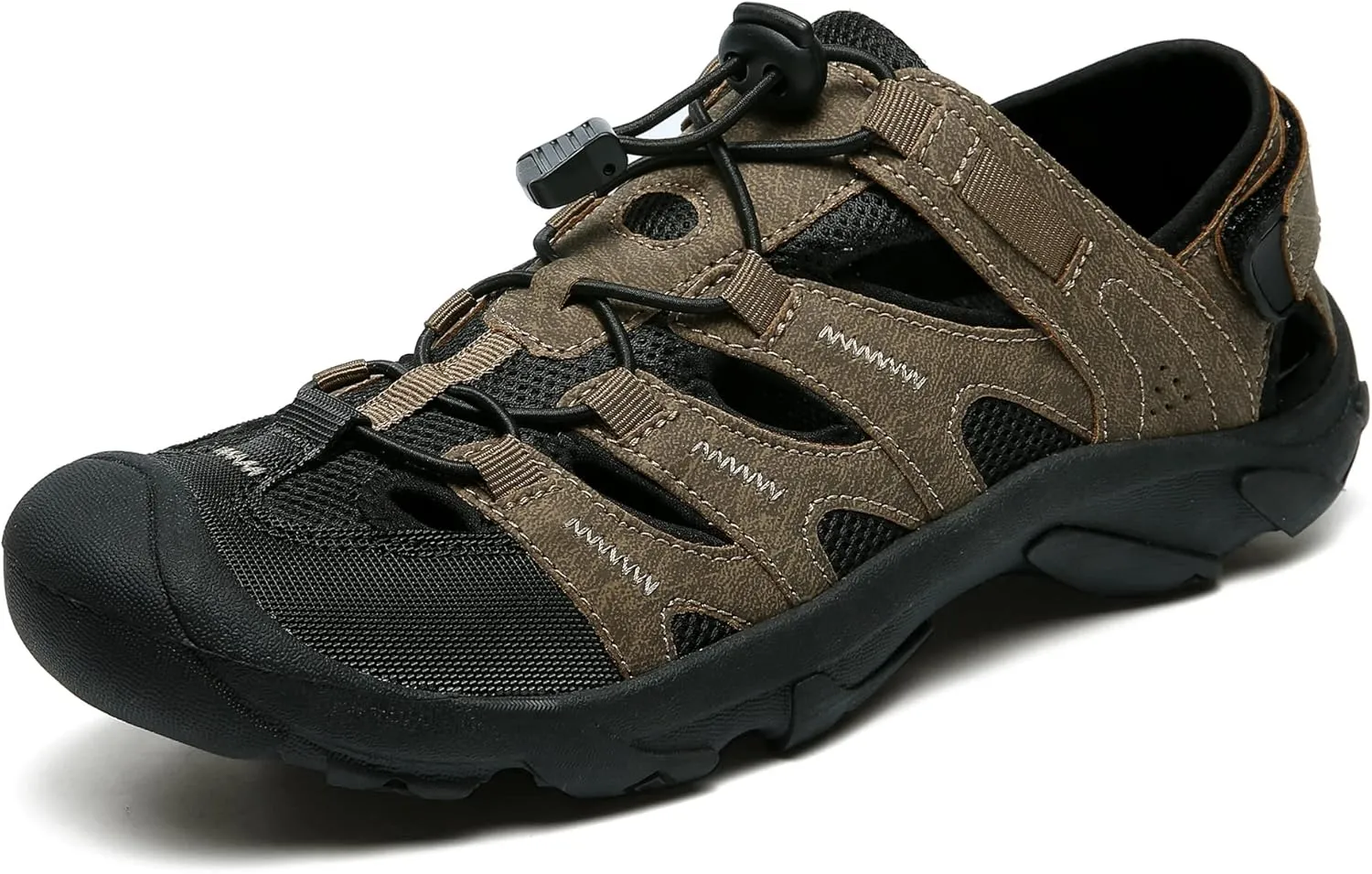 Men's Outdoor Hiking Sandals, High-Performance Sport Closed Toe Adventurous Sandals Anti-Slip Athletic Trail Walking Sandals for Travel Water Beach Boat Fishing Adventure Mountaineering