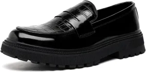 Mens Patent Leather Dress Penny Loafers Comfort Plaid Round Toe Slip On Platform Smoking Mocasines Formal Business Prom Shoes