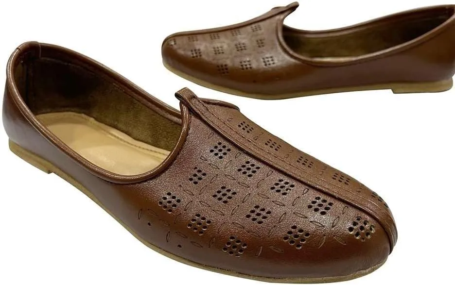 Men's Punjabi Jutti Durable and Comfortable Indian Wedding Shoes, Classic Ethnic Footwear Mojari Loafers for Men