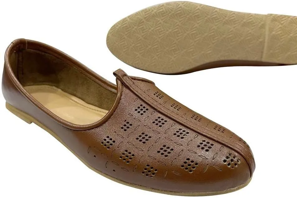 Men's Punjabi Jutti Durable and Comfortable Indian Wedding Shoes, Classic Ethnic Footwear Mojari Loafers for Men