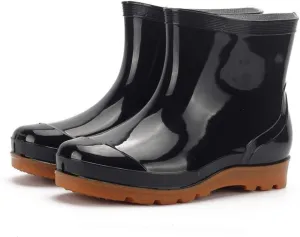 Mens Rain Boots Hardwearing Anti-skidding Patchwork Slip On Waterproof Non-Slip Plastic Cement Rain Boots Rain Ankle Boots