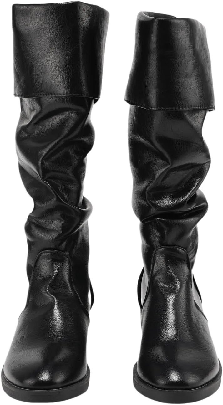 Men's Renaissance Boots Medieval Flat Jazz Boots Pull On Boot Mid Calf Gothic Cosplay Shoes