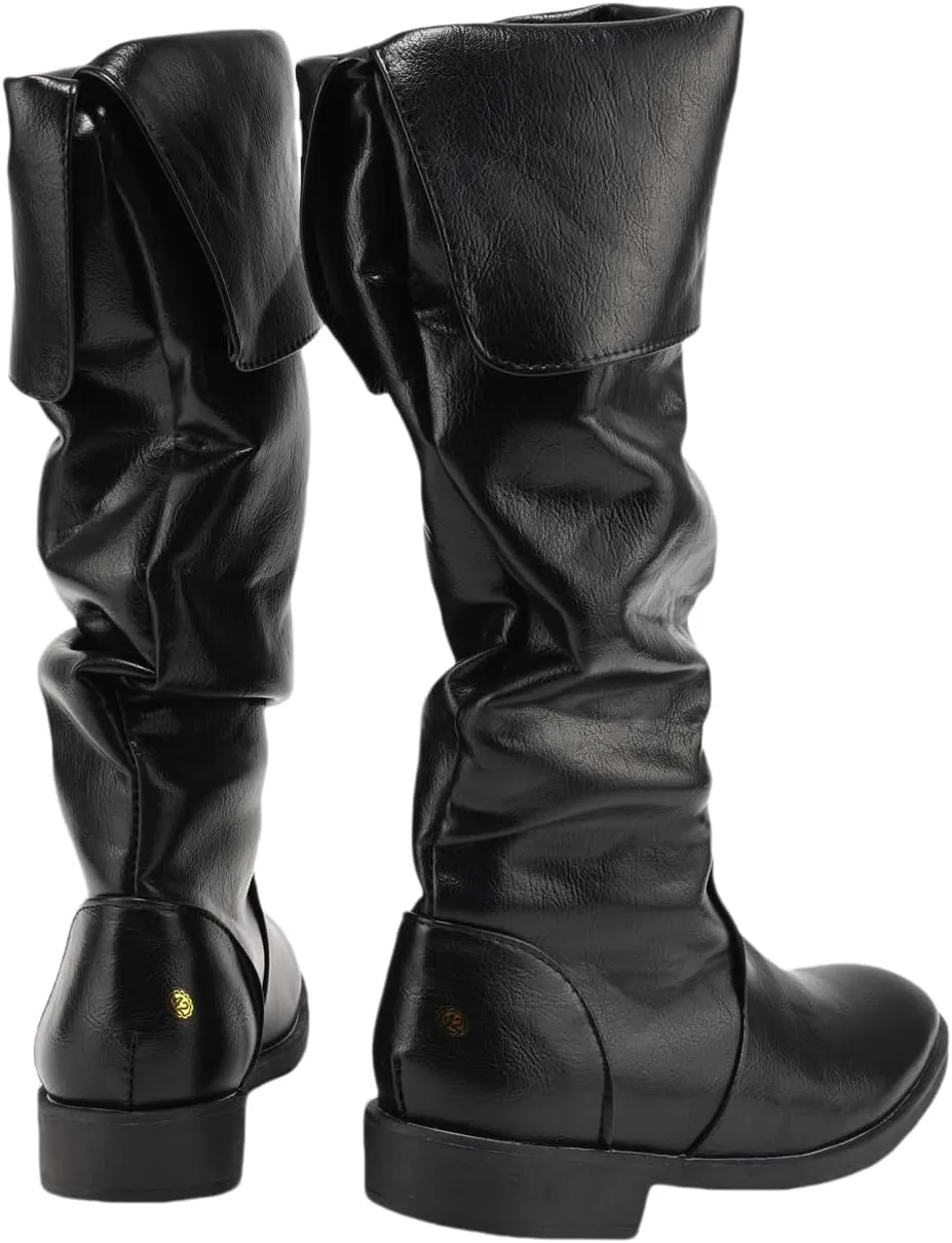 Men's Renaissance Boots Medieval Flat Jazz Boots Pull On Boot Mid Calf Gothic Cosplay Shoes