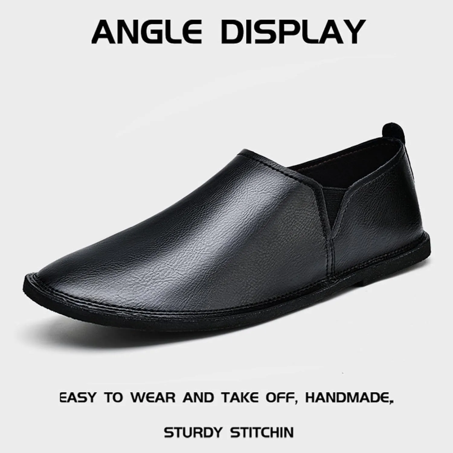 Men's Retro Soft Leather Hand Sewn Loafers Fashionable Non Slip Genuine Leather Business Driving Shoes Leisure and Lightweight Driving Loafers