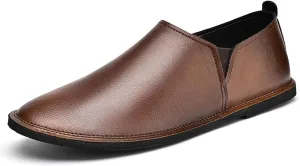 Men's Retro Soft Leather Hand Sewn Loafers Fashionable Non Slip Genuine Leather Business Driving Shoes Leisure and Lightweight Driving Loafers