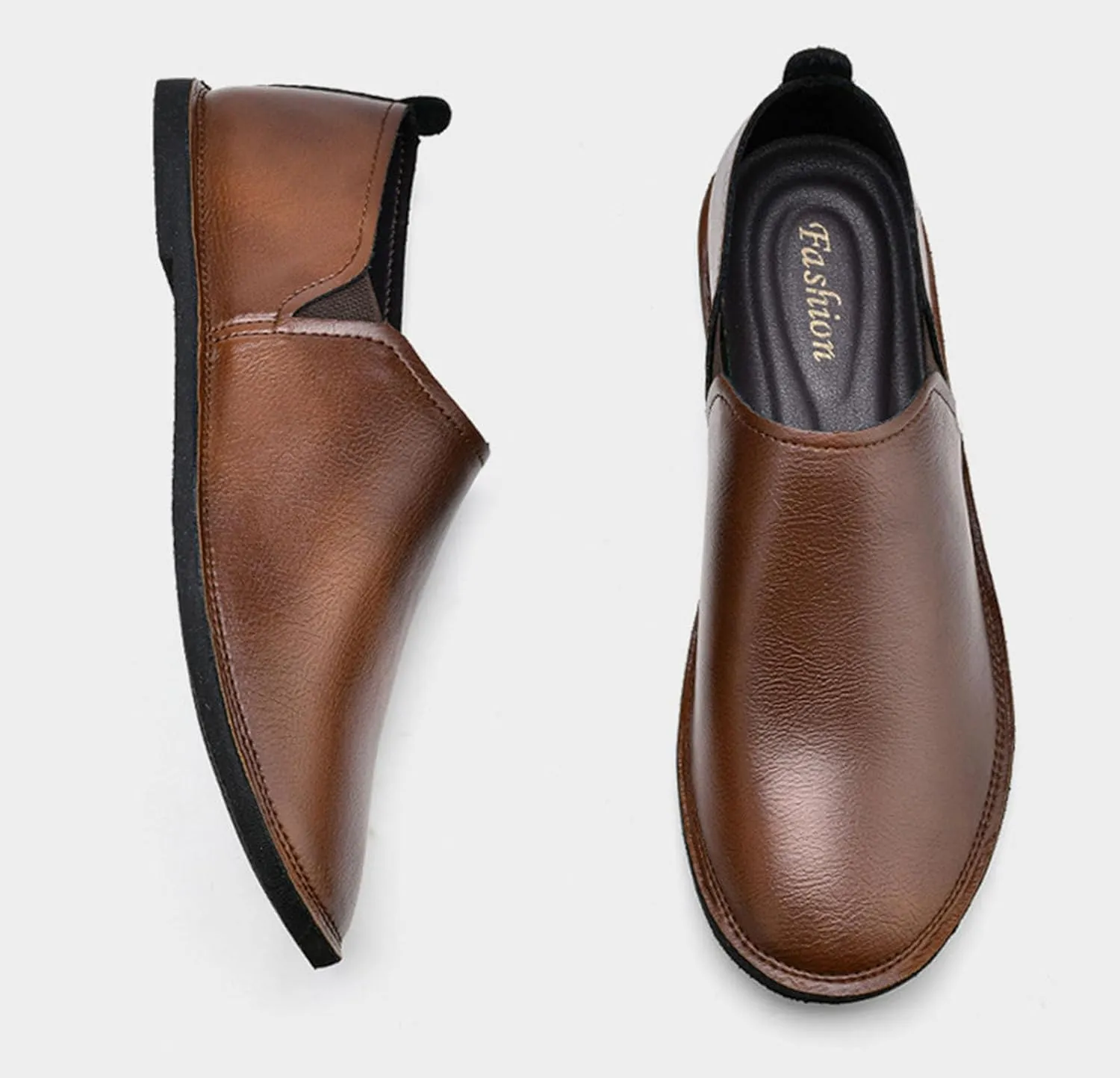 Men's Retro Soft Leather Hand Sewn Loafers Fashionable Non Slip Genuine Leather Business Driving Shoes Leisure and Lightweight Driving Loafers