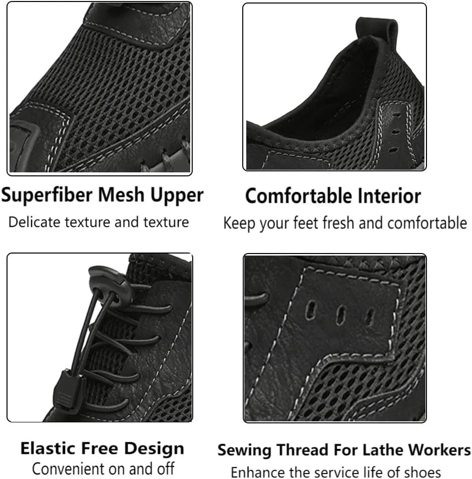 Men's Shoes Casual Hiking Breathable Mesh Outdoor Sneakers Loafers Slip On Summer Lightweight Men Walking Anti-Slip ﻿