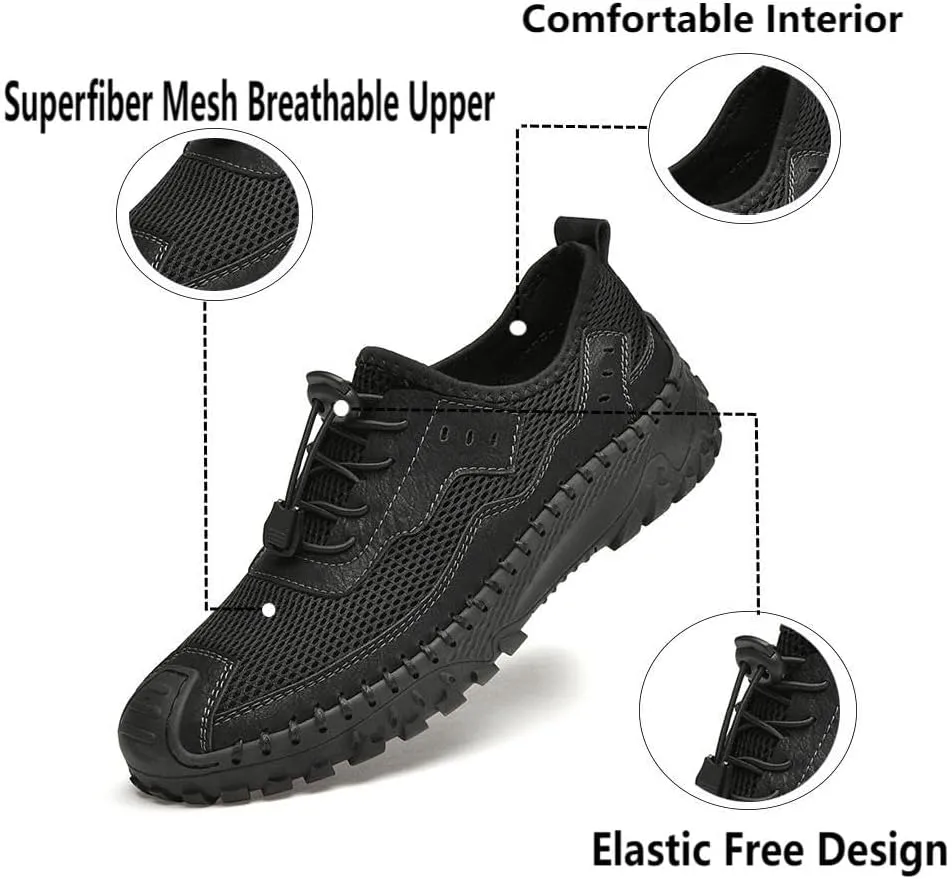 Men's Shoes Casual Hiking Breathable Mesh Outdoor Sneakers Loafers Slip On Summer Lightweight Men Walking Anti-Slip ﻿