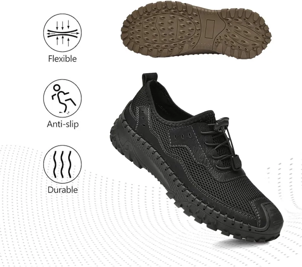 Men's Shoes Casual Hiking Breathable Mesh Outdoor Sneakers Loafers Slip On Summer Lightweight Men Walking Anti-Slip ﻿