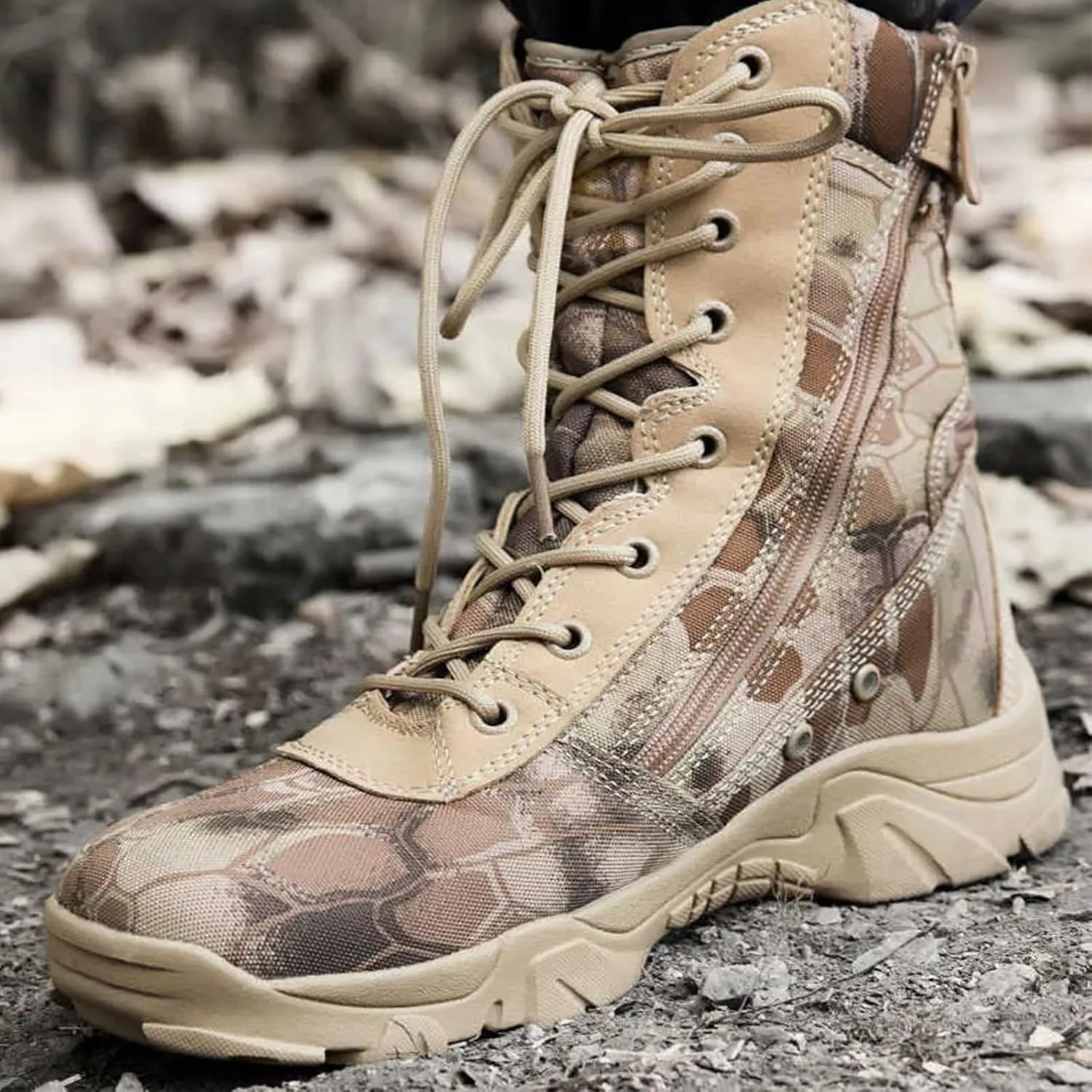 Men's Tactical Boots, Autumn and Winter Outdoor Snow Land Warfare Boots, Waterproof Breathable Special Tactical Shoes