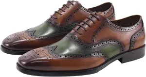 Mens Wingtips Brogues Oxfords Formal Dress Suit Shoes Genunie Leather Luxury Derby Men's Prom Wedding Business Causal Two Tone Shoes Fashion Comfortable Tuxedo Shoes for Men