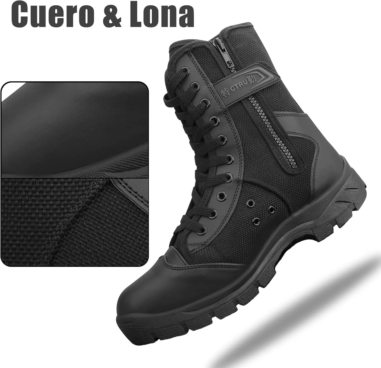 Military Boots for Men Side Zipper Tactical Boots Durable Duty Boots Breathable Work Boots Walk Boots Casual Boots Security Boots Desert Boots Combat Boots