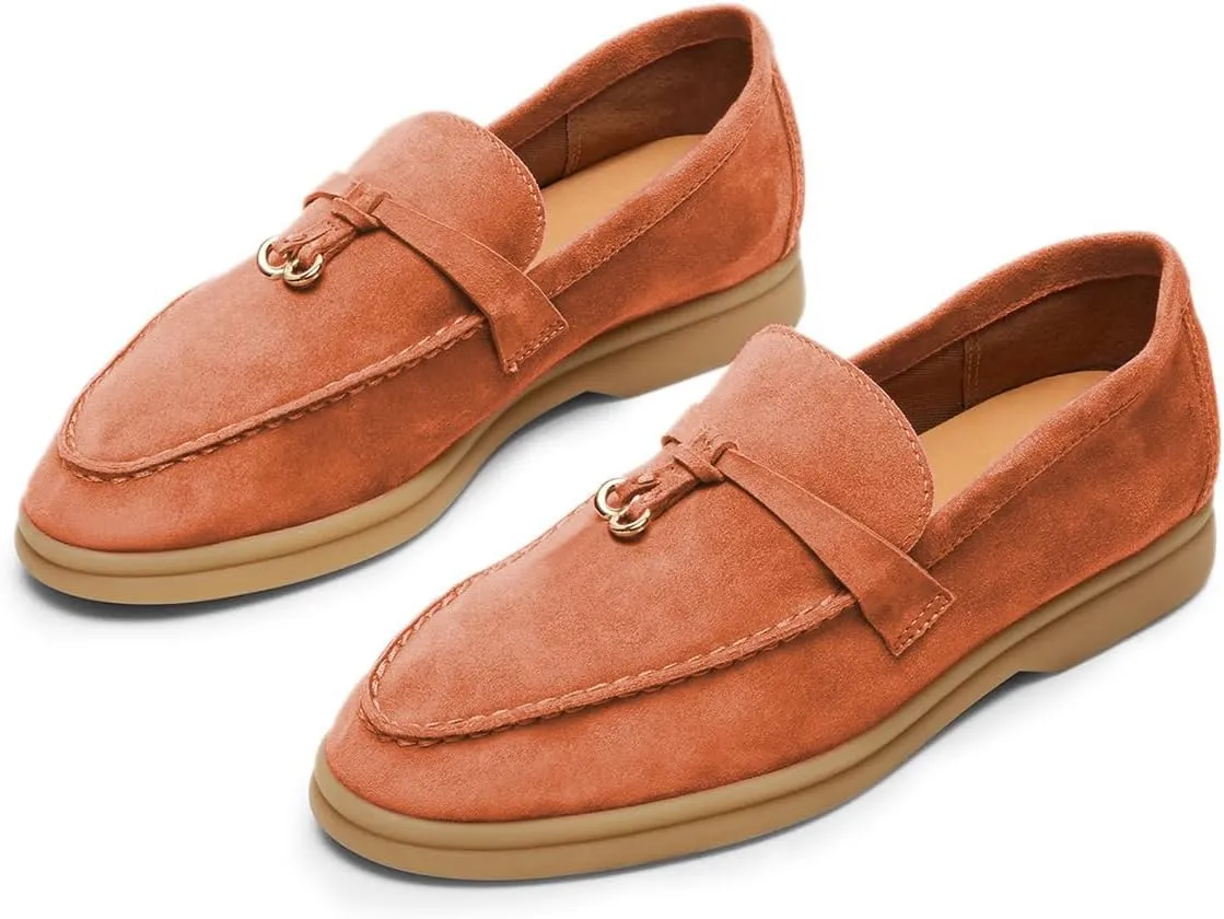 Milooey shoes Women's Round Toe Flat Loafers Comfort Slip On Moccasins Lightweight Driving Penny Loafer Casual Dress Walking Shoes Size 4-16 US