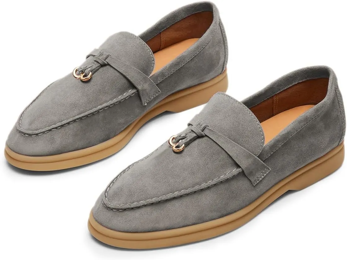 Milooey shoes Women's Round Toe Flat Loafers Comfort Slip On Moccasins Lightweight Driving Penny Loafer Casual Dress Walking Shoes Size 4-16 US
