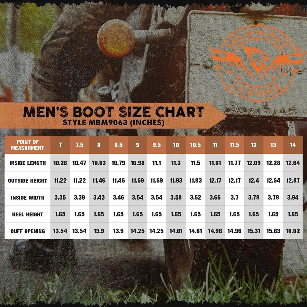 Milwaukee Leather MBM9063 Men's Classic Distressed Brown Leather Motorcycle Engineer Riding Biker Boots - 9