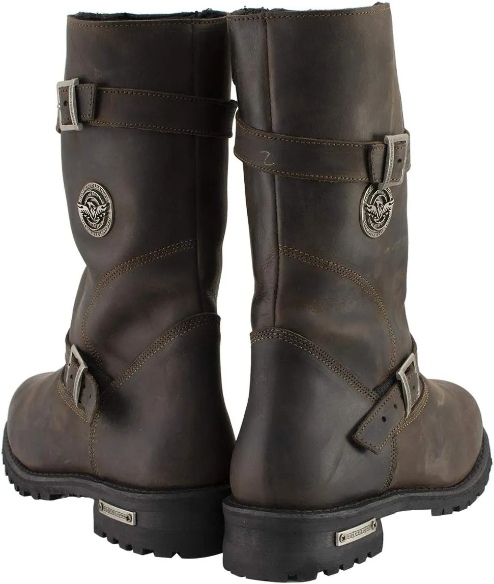Milwaukee Leather MBM9063 Men's Classic Distressed Brown Leather Motorcycle Engineer Riding Biker Boots - 9