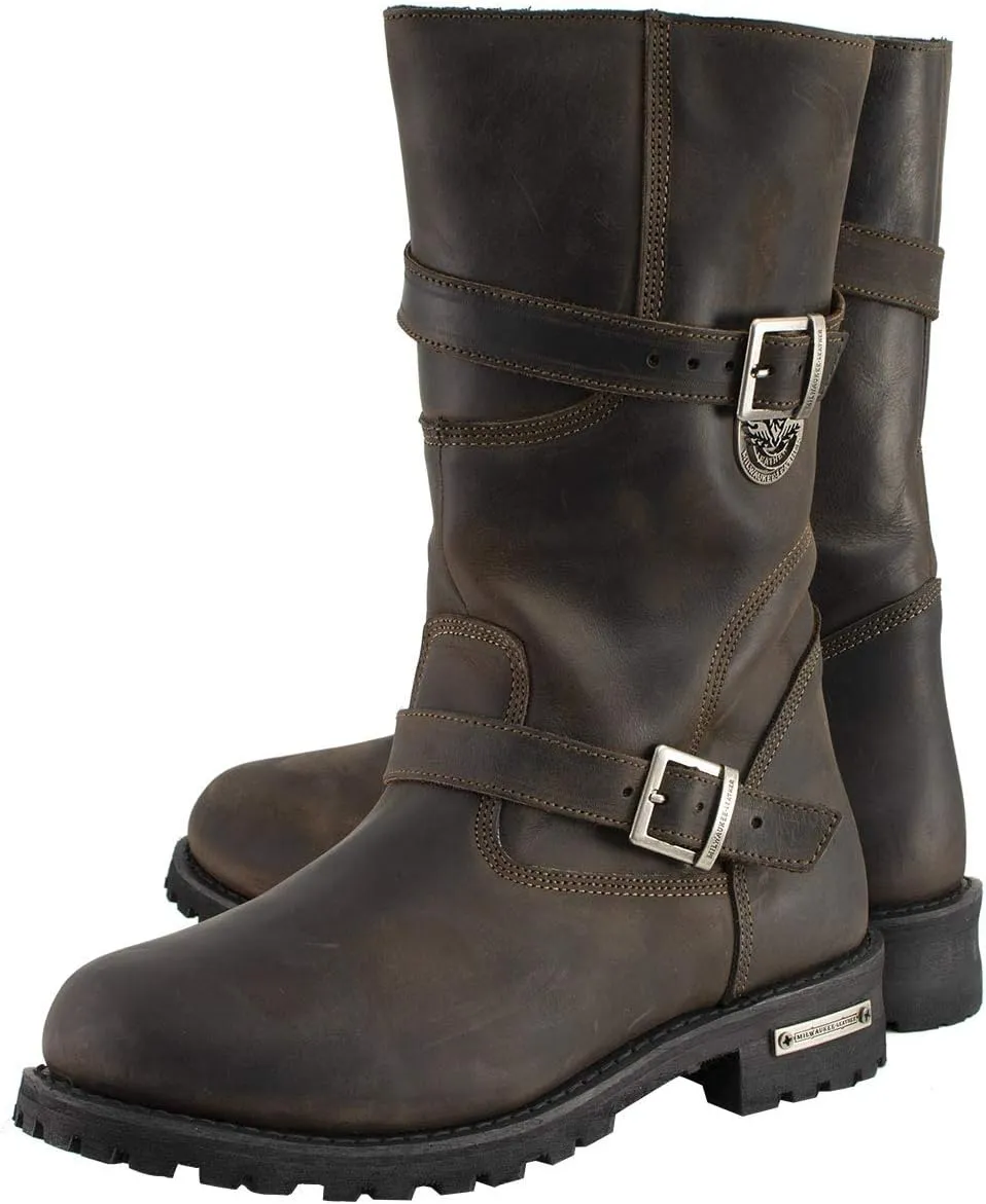Milwaukee Leather MBM9063 Men's Classic Distressed Brown Leather Motorcycle Engineer Riding Biker Boots - 9