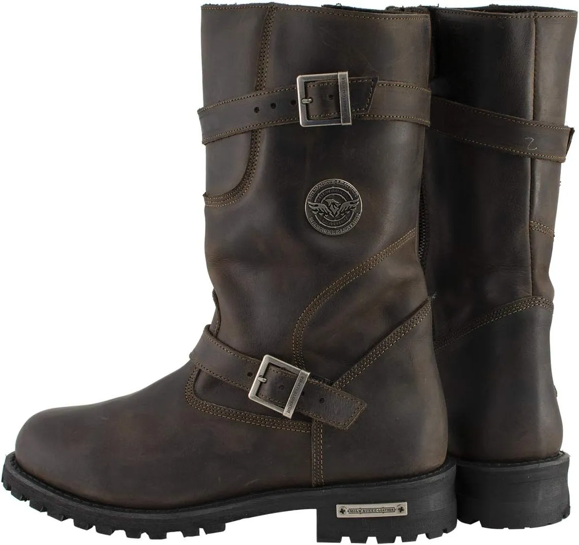 Milwaukee Leather MBM9063 Men's Classic Distressed Brown Leather Motorcycle Engineer Riding Biker Boots - 9
