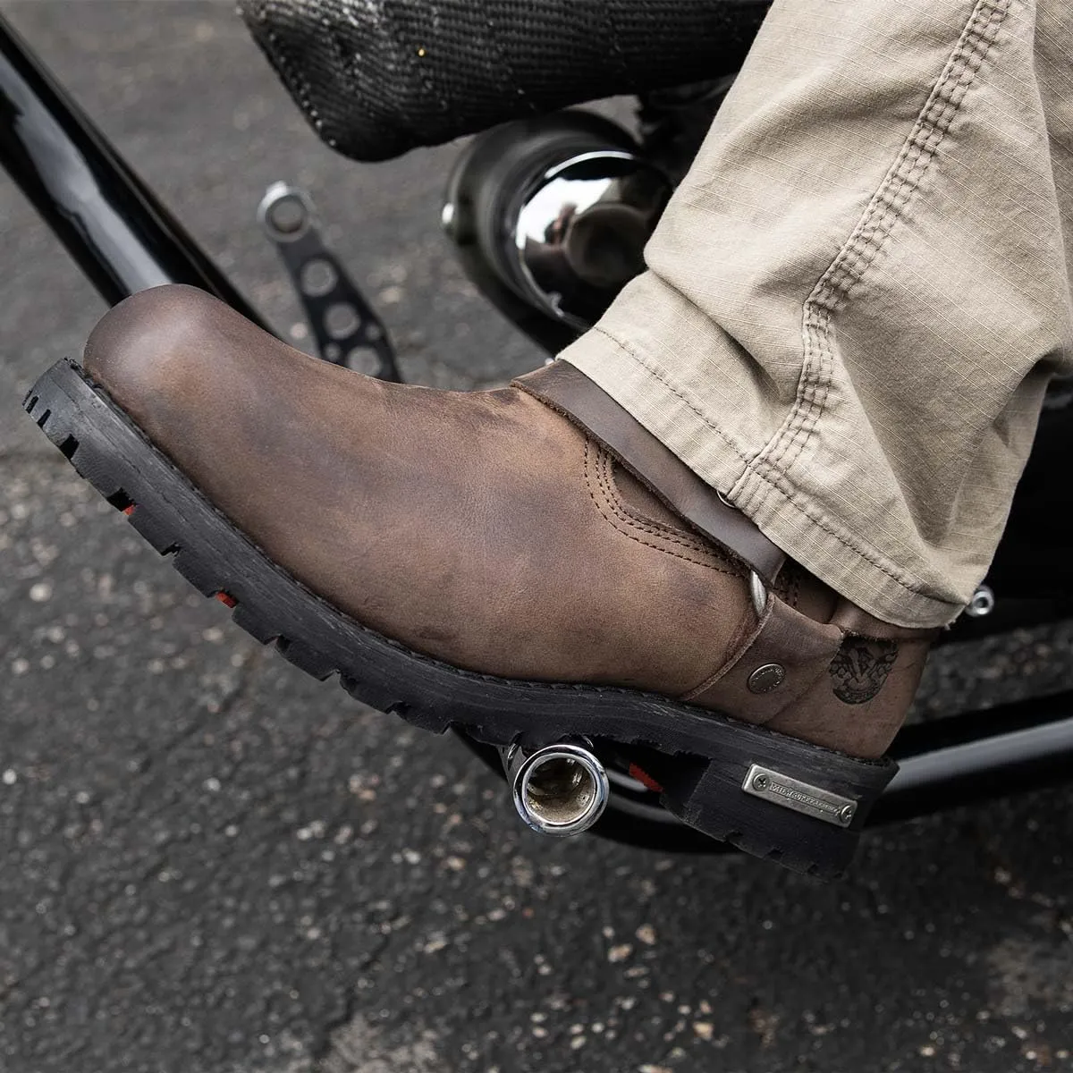Milwaukee Leather Men's Classic 11-Inch Dark Brown Leather Harness Square Toe Motorcycle Boots MBM9062-12