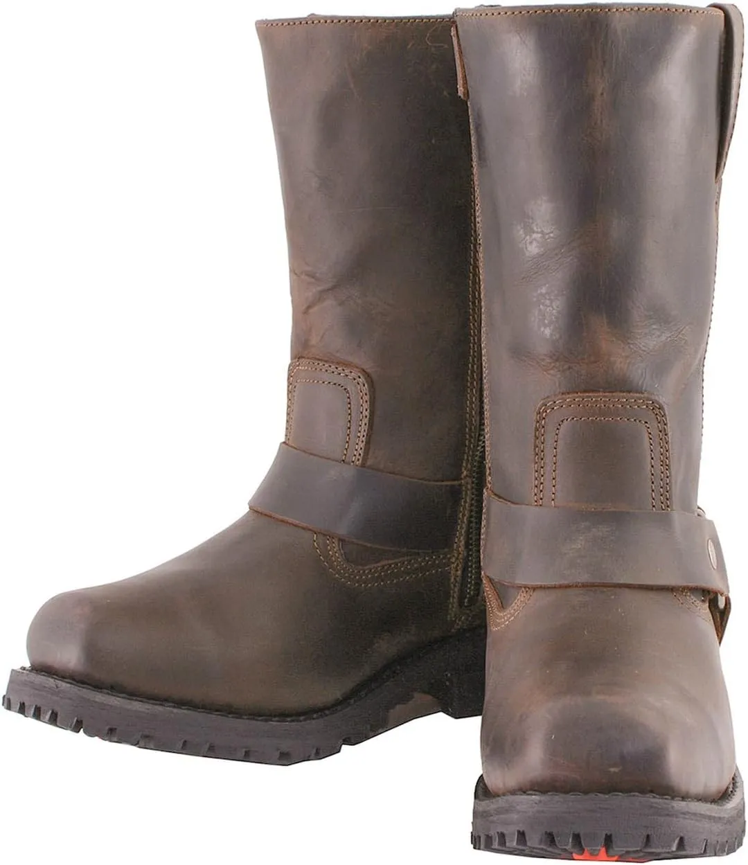 Milwaukee Leather Men's Classic 11-Inch Dark Brown Leather Harness Square Toe Motorcycle Boots MBM9062-12