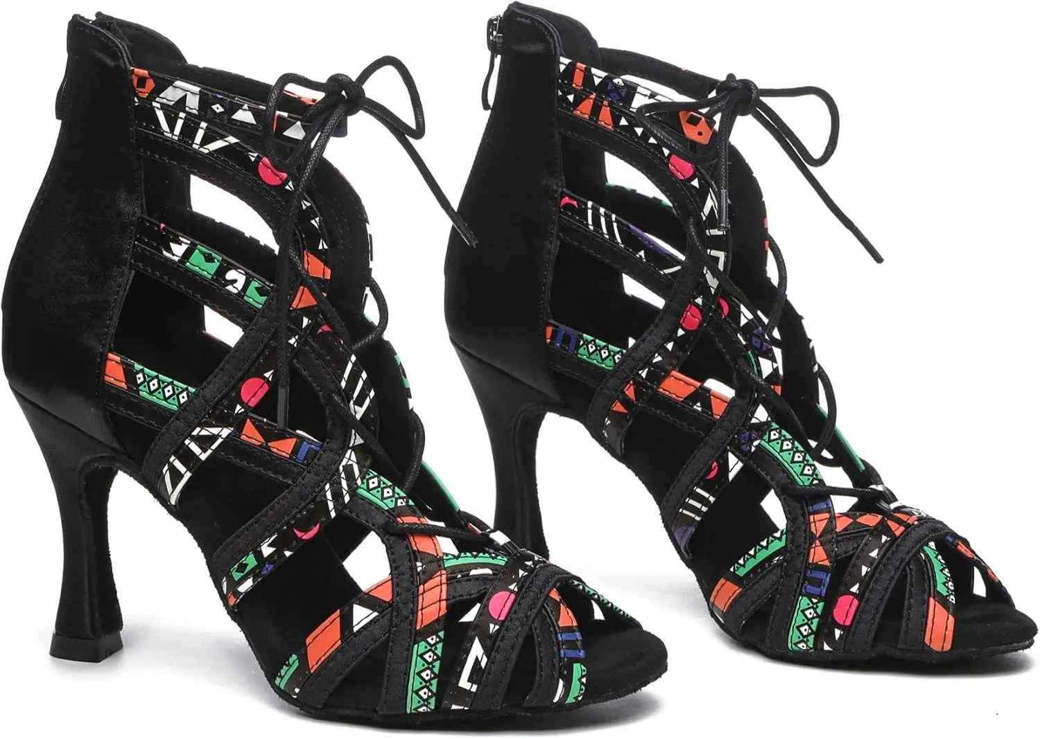Minishion Women's Ballroom Dancing Boots Lace-up Latin Shoes Formal Party Sandals