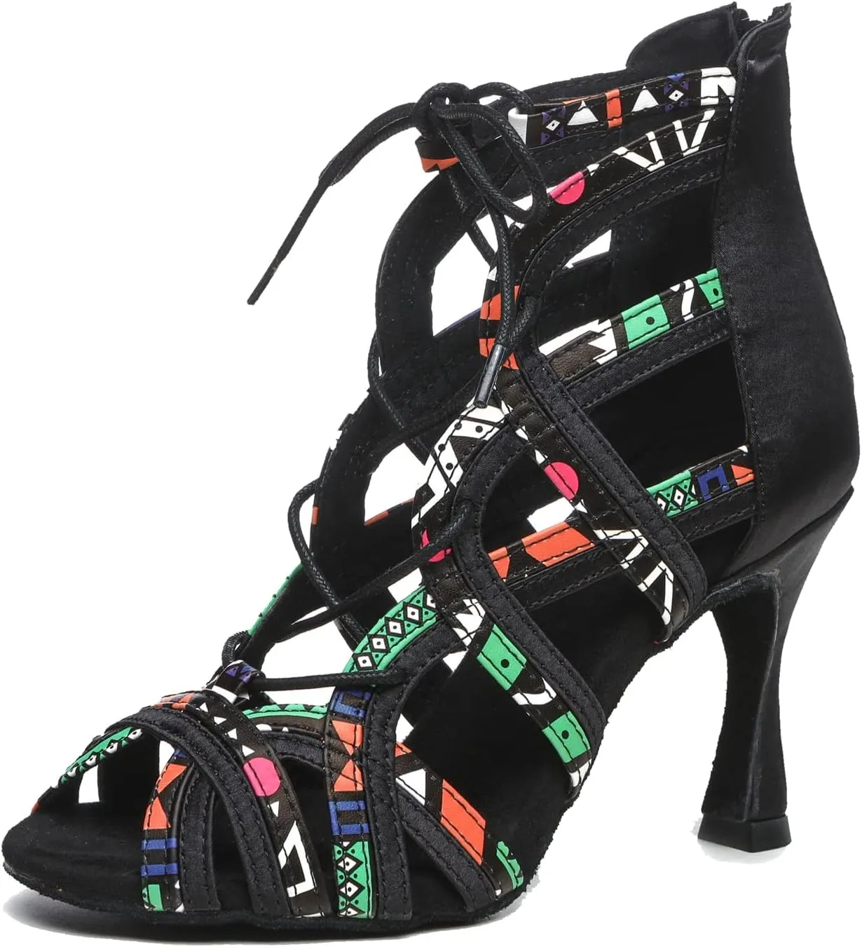 Minishion Women's Ballroom Dancing Boots Lace-up Latin Shoes Formal Party Sandals