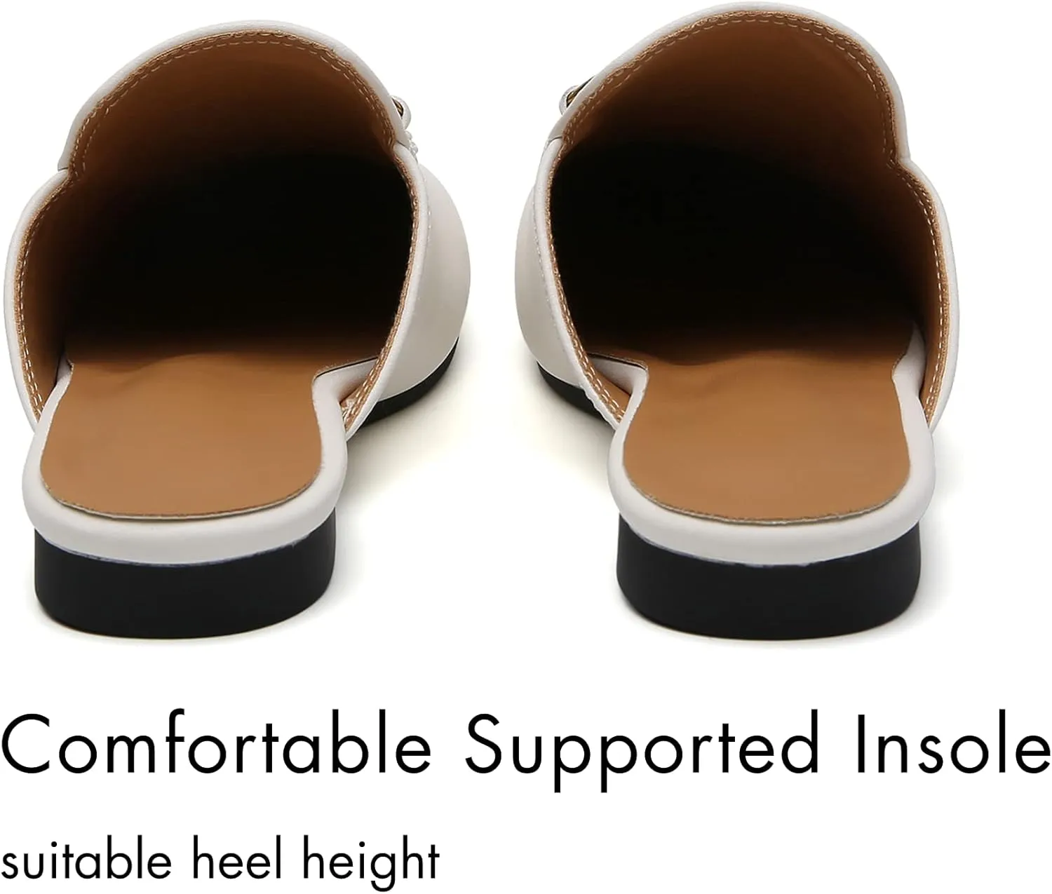 Minorsu Buckle Mules for Women Flats Round Toe Mule Backless Slides Slip On Loafer Shoes