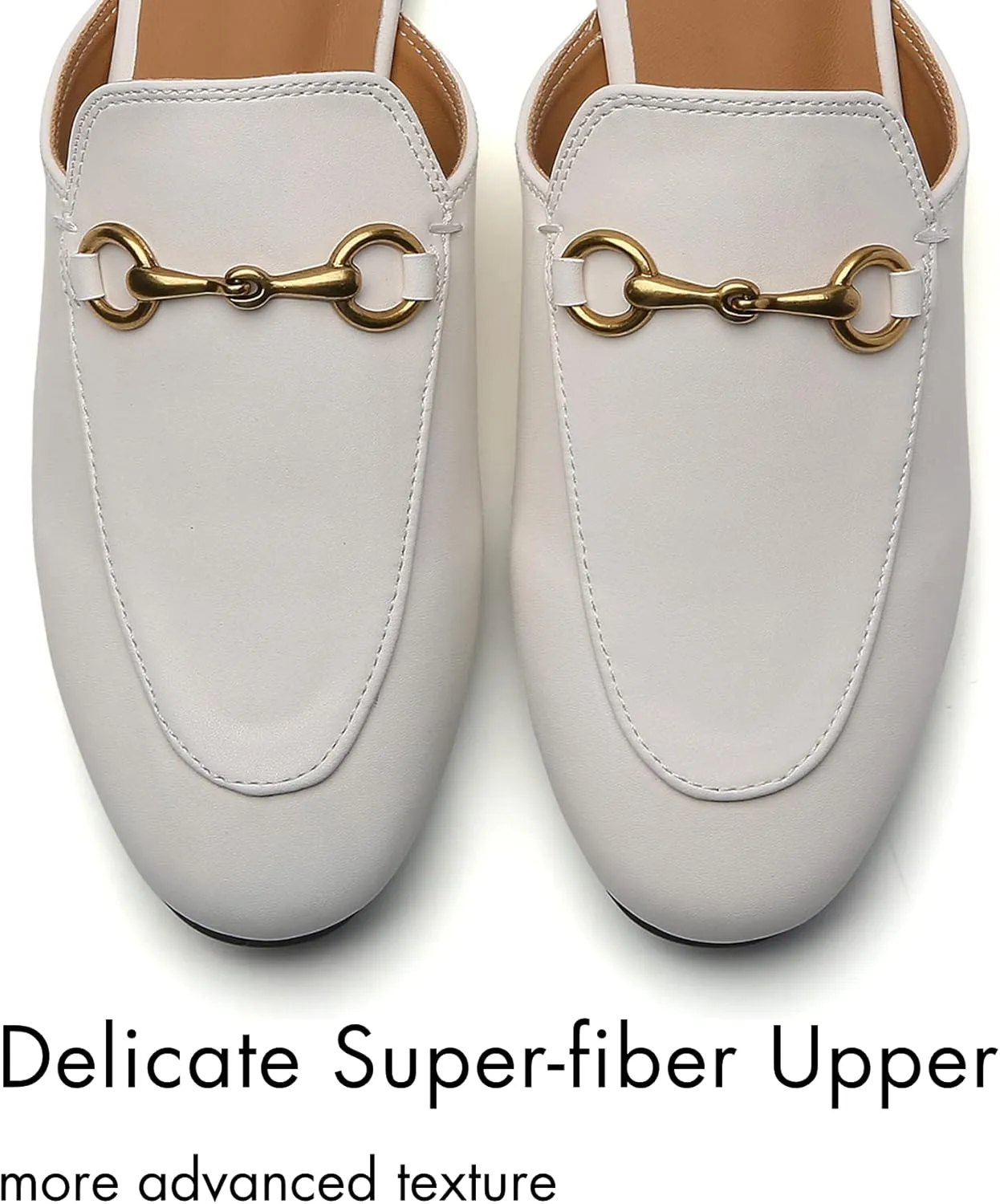 Minorsu Buckle Mules for Women Flats Round Toe Mule Backless Slides Slip On Loafer Shoes